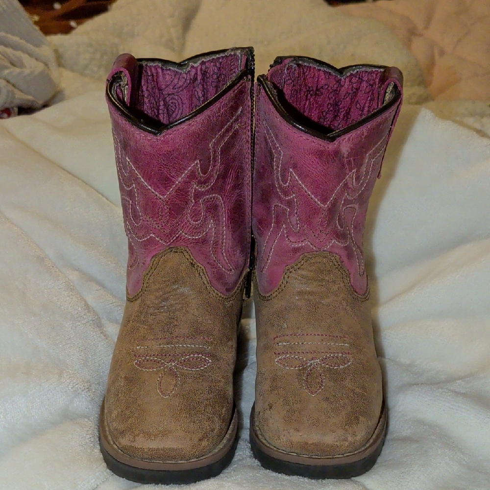 Pink and Brown Western Boots